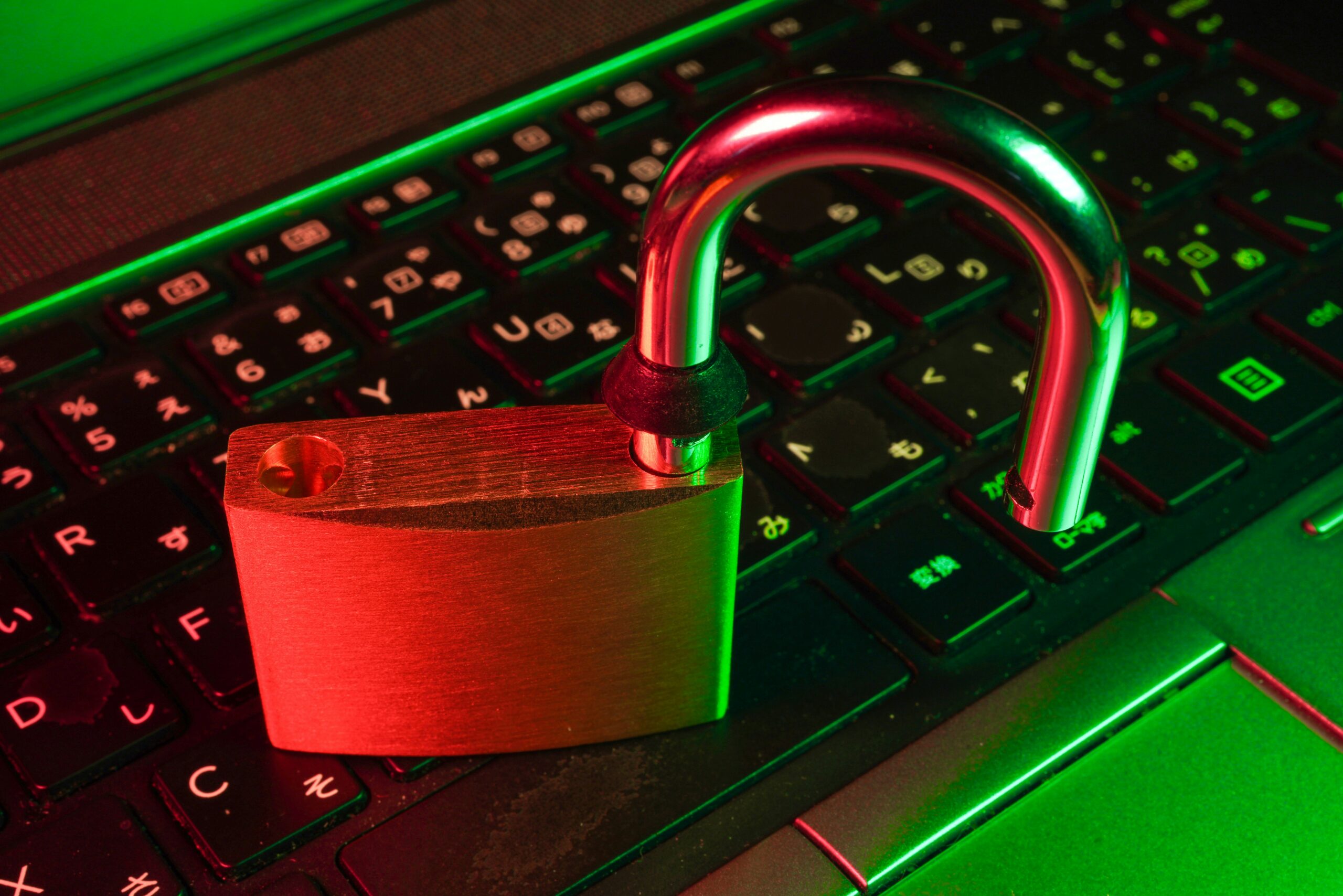 red padlock on black